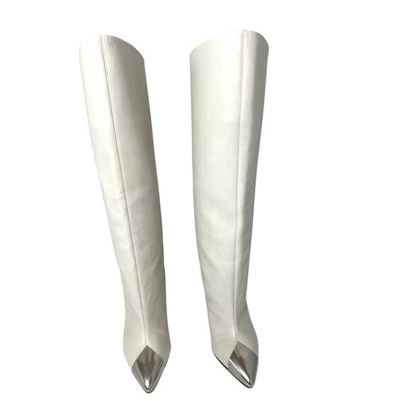 Isabel Marant Lilezio Knee High leather ivory heeled western  Boot size 38 - Picture 8 of 11